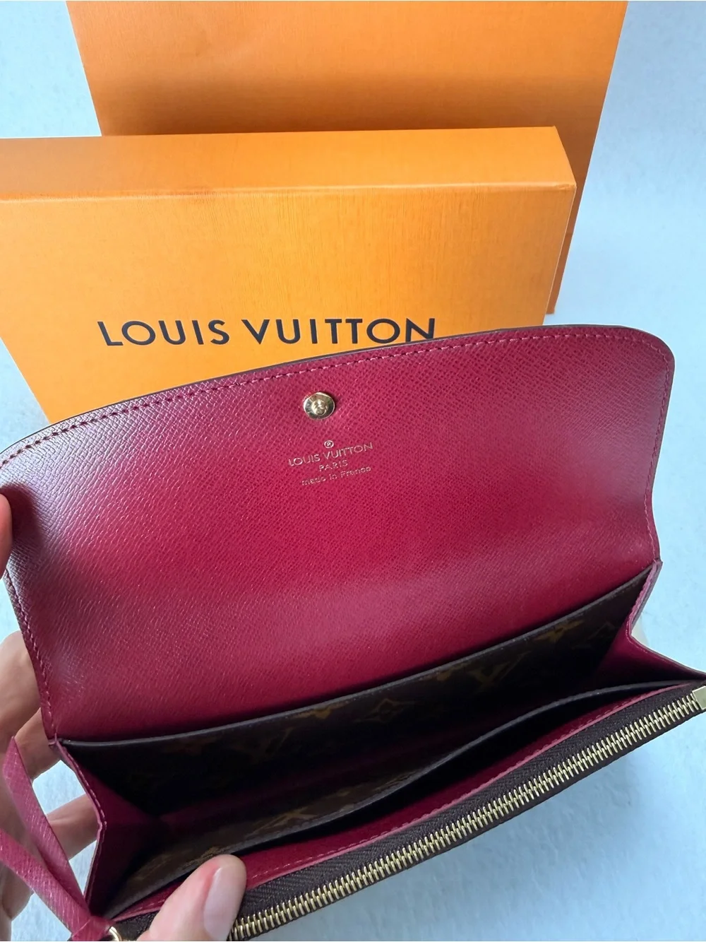 Louis Vuitton Emilie Wallet M60697 Monogram Fuchsia Full Set Receipt